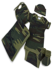green camo baby gift set