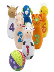 baby farm friends bowling set